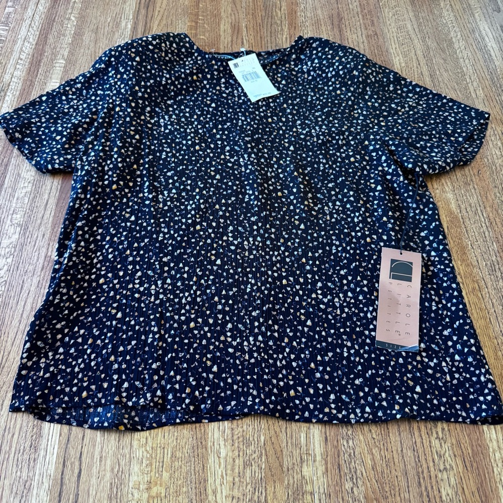 Vintage Carole Little Petites NWT Women’s Size 10 Speckled Shoulder Pad Blouse
